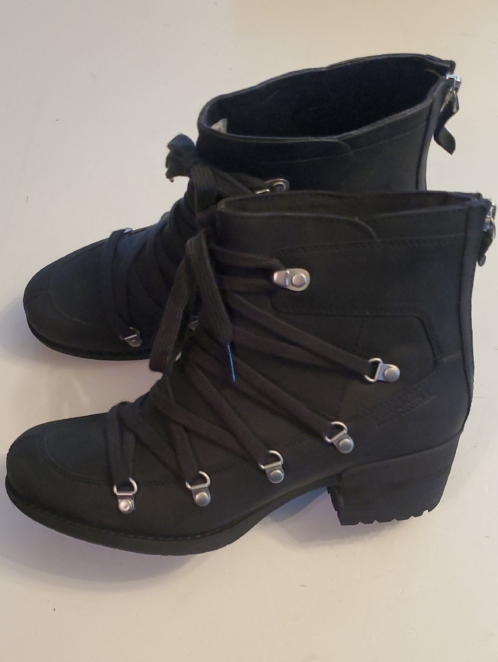 Merrell Black Lace-Up Hiking-Inspired Ankle Boots